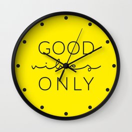 Good Vibes Only Black Yellow Wall Clock