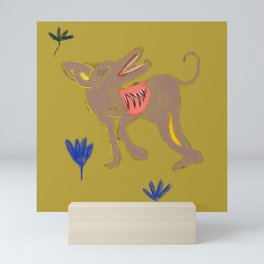 Coyote & Blue Flowers Mini Art Print