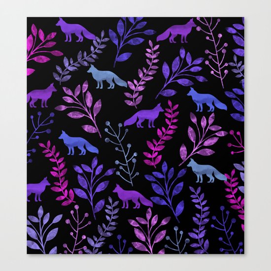 Watercolor Floral & Fox V Canvas Print
