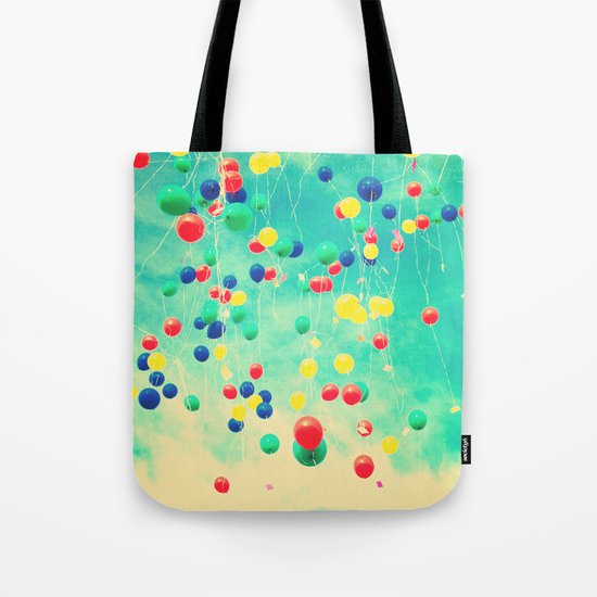Let your wishes fly (Colour balloons in vintage - retro turquoise sky) Tote Bag