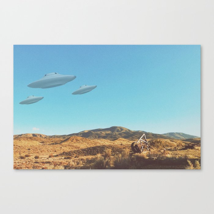 UFO in a California Desert with abandoned objects Canvas Print