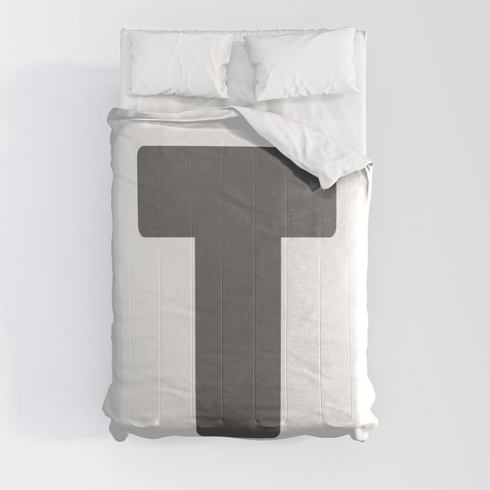 T (Grey & White Letter) Comforter