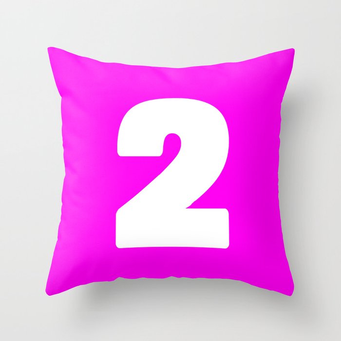 2 (White & Magenta Number) Throw Pillow