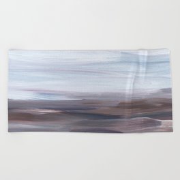 Abstract Minimalist Blue Brown Painting Beach Towel