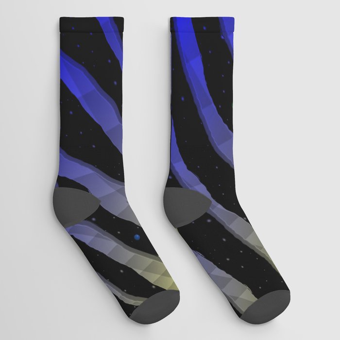 Ripped SpaceTime Stripes - Yellow/Blue Socks