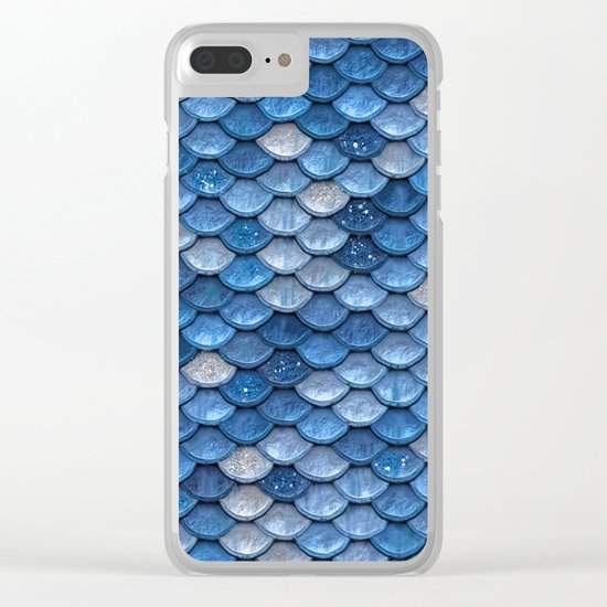 Blue sparkling glitter mermaid scales - Mermaidscales Clear iPhone Case