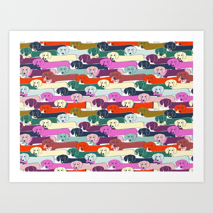 colored doggie pattern Art Print