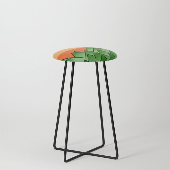 Abstract geometric pattern - orange and green. Counter Stool