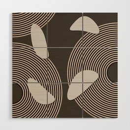 Circles and Pebbles Brown Wood Wall Art