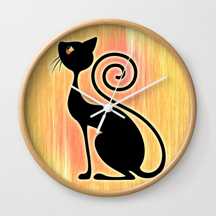 Black Cat Vintage Style Design Wall Clock By Bluedarkatlem Society6