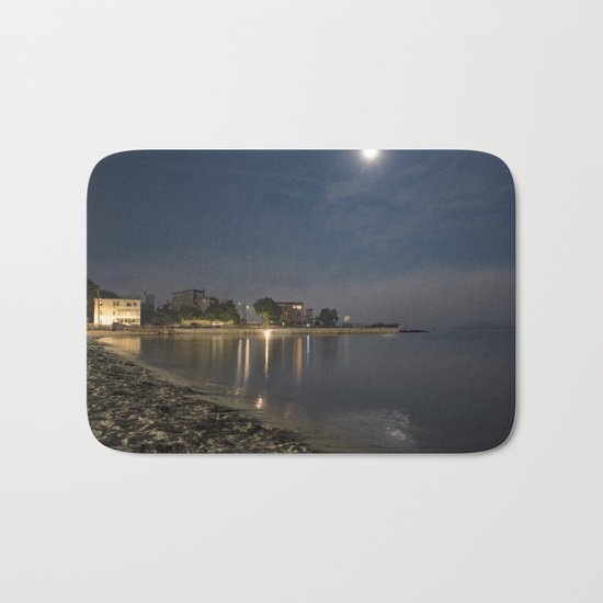 Foggy Moonlit Beach Bath Mat