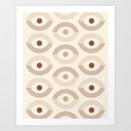Geometric Eye Pattern in Neutral Colors Art Print