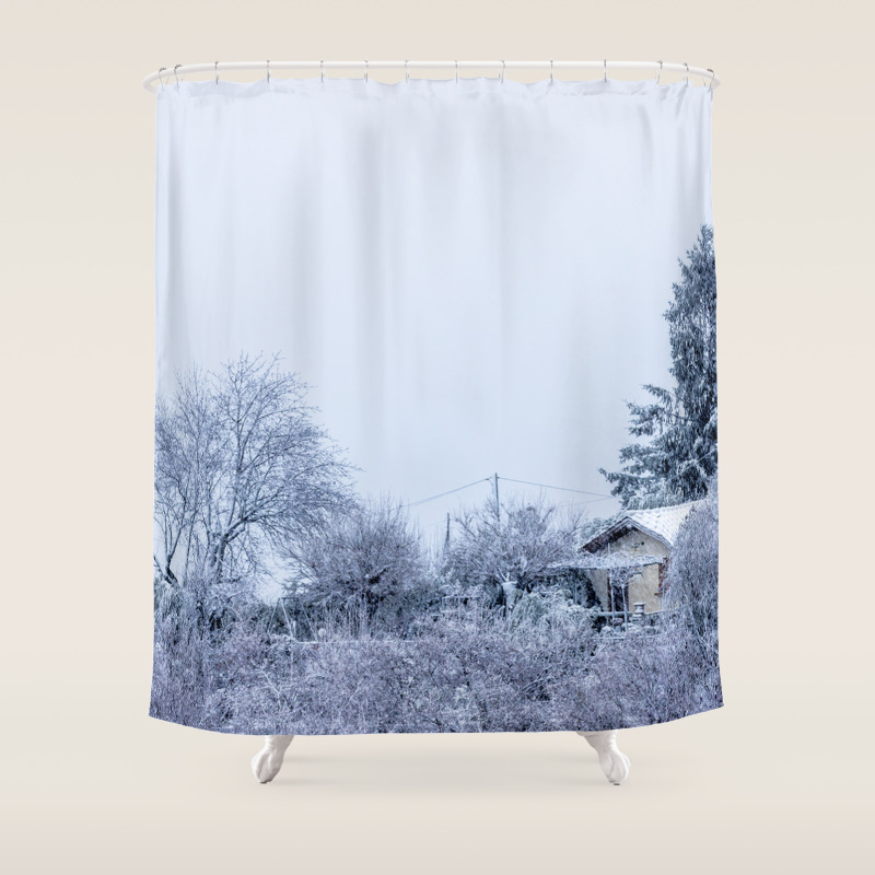 Snowy Winter Cabin In The Woods Shower Curtain By Frozenlakemp