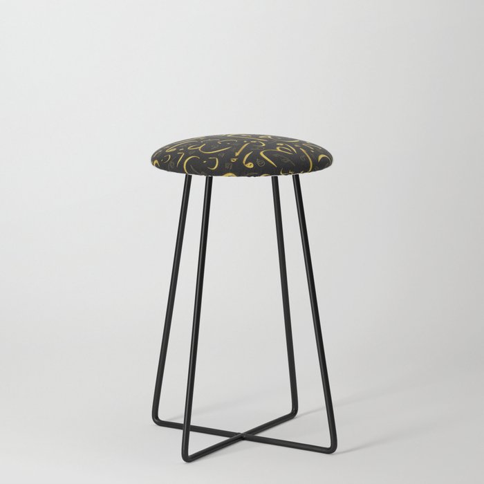 Golden Arabic Letters Counter Stool