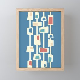 Mid Century Funky Blocks in Light Yellow and Celadon Blue Framed Mini Art Print