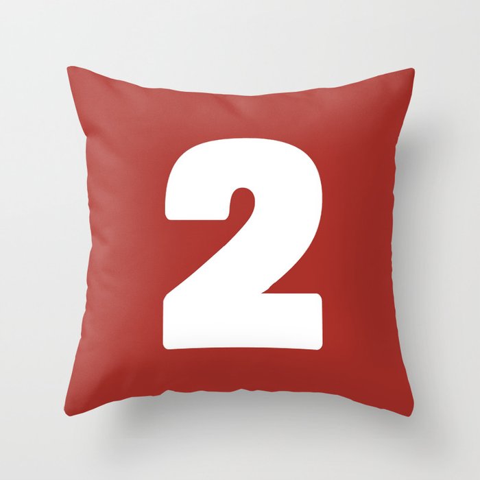 2 (White & Maroon Number) Throw Pillow