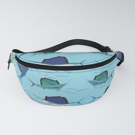 Sailfish playing in the ocean repeat pattern Fanny Pack