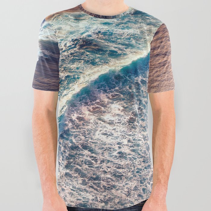 Sunset Wave Over The Ocean All Over Graphic Tee