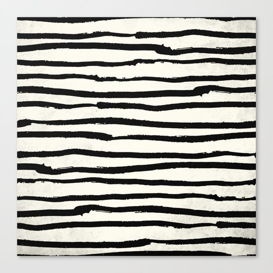 Tribal Stripes Black Earth on Ivory Cream Canvas Print