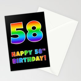 [ Thumbnail: HAPPY 58TH BIRTHDAY - Multicolored Rainbow Spectrum Gradient Stationery Cards ]