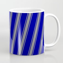 [ Thumbnail: Dark Blue & Grey Colored Striped Pattern Coffee Mug ]