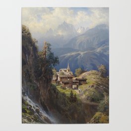 Adolf Mosengel Dorf in den Berner Alpen Poster