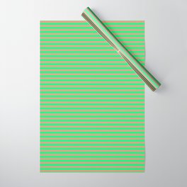 [ Thumbnail: Dark Salmon and Green Colored Lines Pattern Wrapping Paper ]