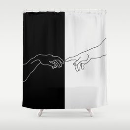 Hands of God and Adam- The creation of Adam Shower Curtain