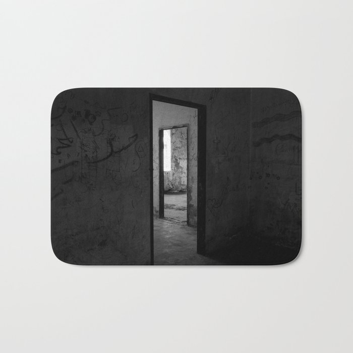 Doorways industrial ruins portrait black and white photograph / photography Bath Mat
