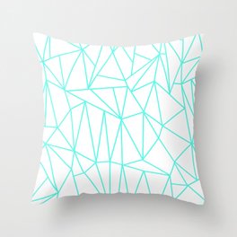 Geometric Cobweb (Turquoise & White Pattern) Throw Pillow