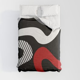 Abstract waves - red, grey, black, white Comforter