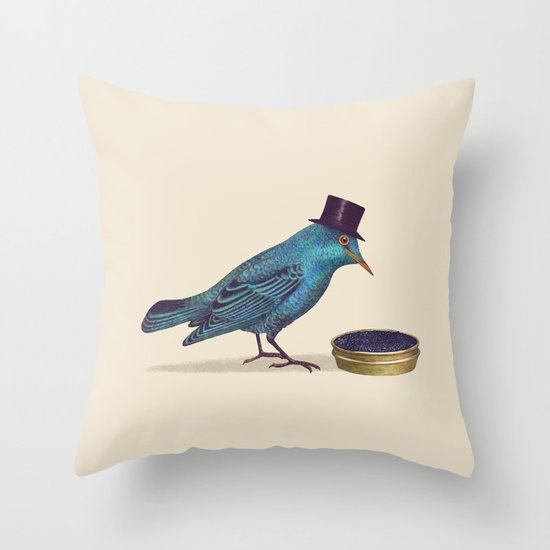 Gentlebirds Prefer Caviar Throw Pillow