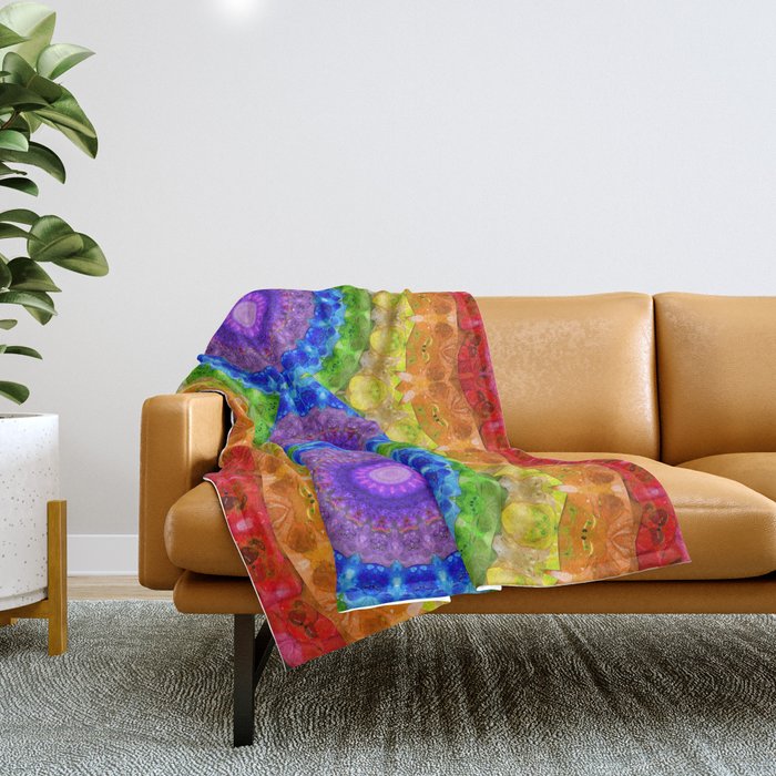 Colorful Chakra Mandala Art 3 By Sharon Cummings Throw Blanket