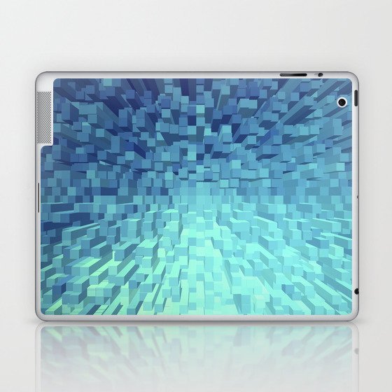 Teal Pixelated Pattern 1 Laptop & iPad Skin