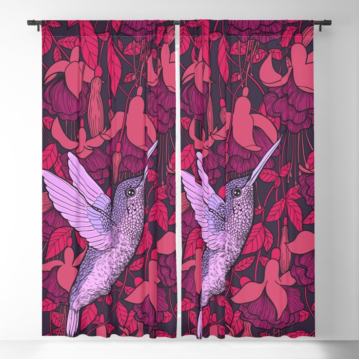 Hummingbird and fuchsia Blackout Curtain