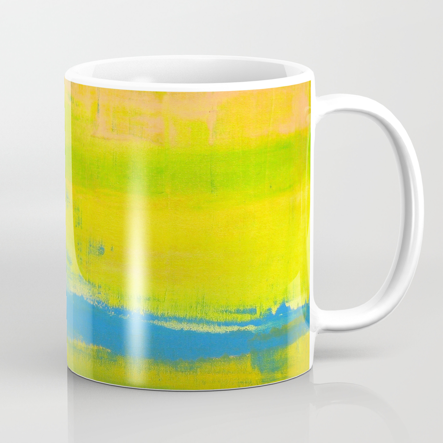 A Sunny Day Yellow Coral Blue Abstract Art Coffee Mug By Art By Lang Society6