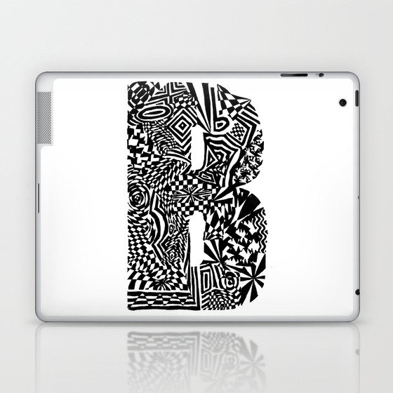Alphabet Letter B Impact Bold Abstract Pattern (ink drawing) Laptop & iPad Skin