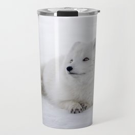 White snow arctic fox Travel Mug