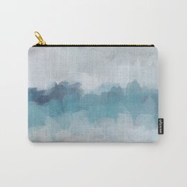 Stormy Seas - Aqua Teal Turquoise Sky Blue White Gray Abstract Art Modern Painting Carry-All Pouch