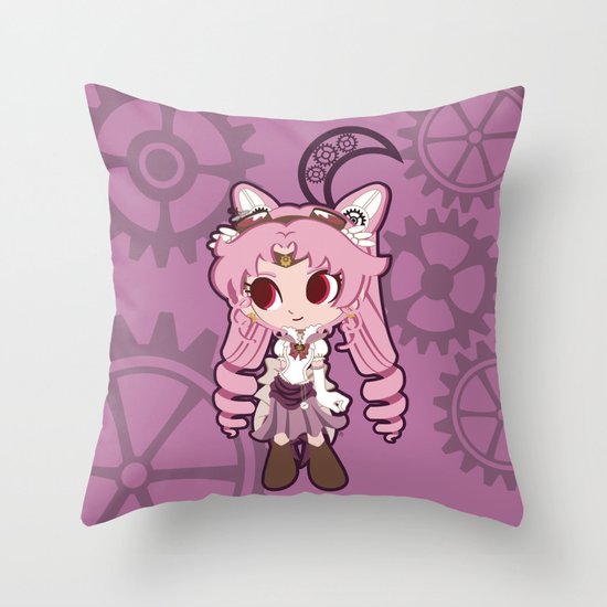 Steampunk Chibimoon - Sailor Moon Throw Pillow