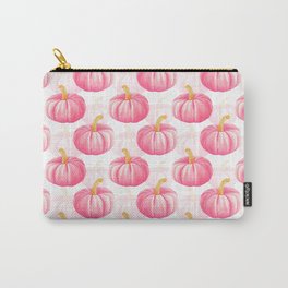 Hello, Pumpkin | Cute and Fun Watercolor Illustration and Pattern in Rose Pink and Gold Colors Carry-All Pouch