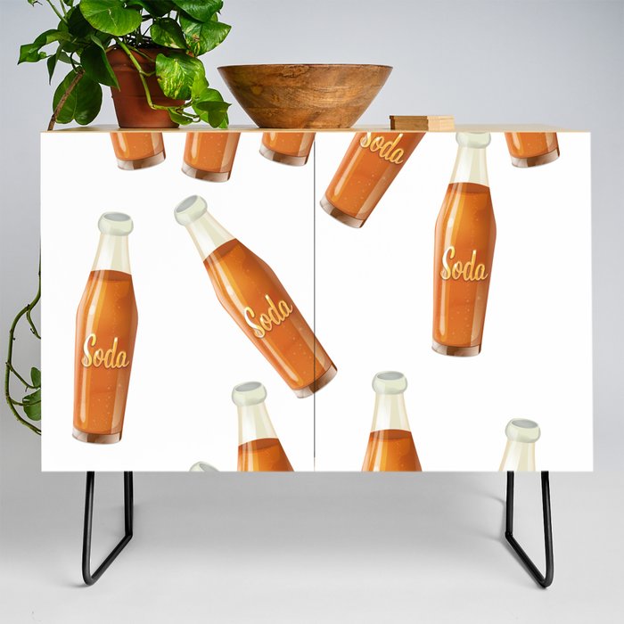 Vintage Soda Bottles Pattern Credenza