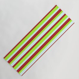 [ Thumbnail: Light Green, Light Cyan, and Red Colored Striped/Lined Pattern Yoga Mat ]