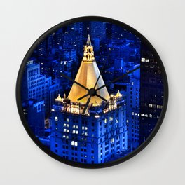 New York Life Building Wall Clock | City, Ny, Night, Urban, Landscape, Dorm, Office, Newyork, Manhattan, Warm 