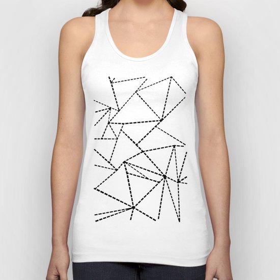Abstract Dotted Lines Black and White Unisex Tank Top