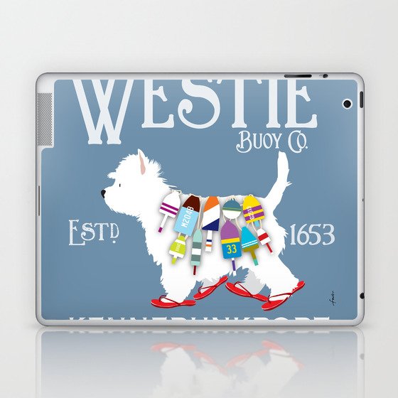Westie west highland terrier dog buoy ocean nautial art artwork  Laptop & iPad Skin