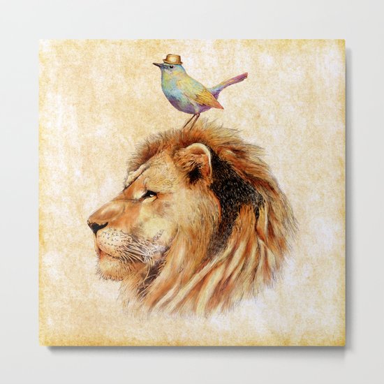 Lion&Bird Metal Print