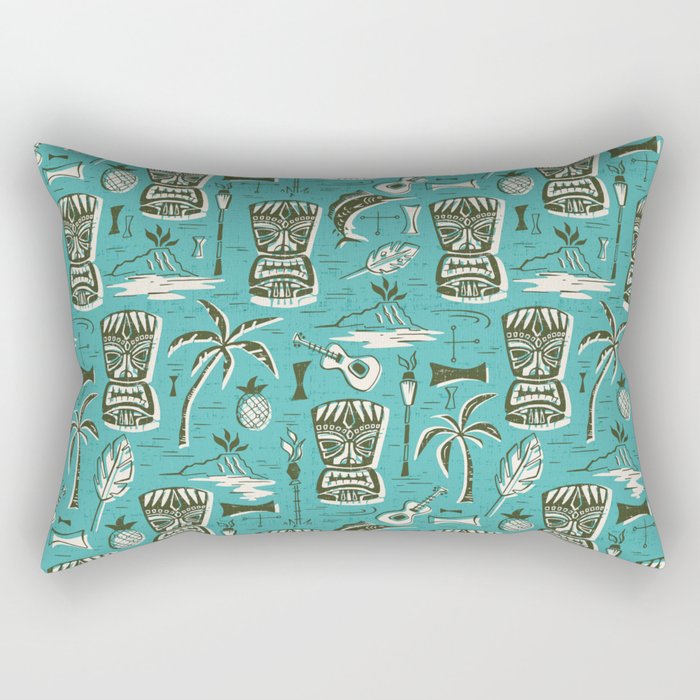 Tropical Tiki - Aqua Rectangular Pillow