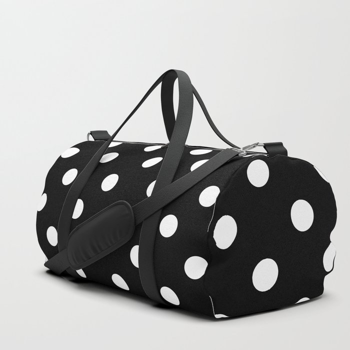 Classic Dotted Retro Polka Dots in Black and White Color Duffle Bag
