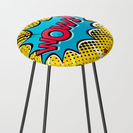 Comic speech bubble with expression text Wow!, stars and clouds. bright dynamic cartoon illustration in retro pop art style on halftone background Counter Stool